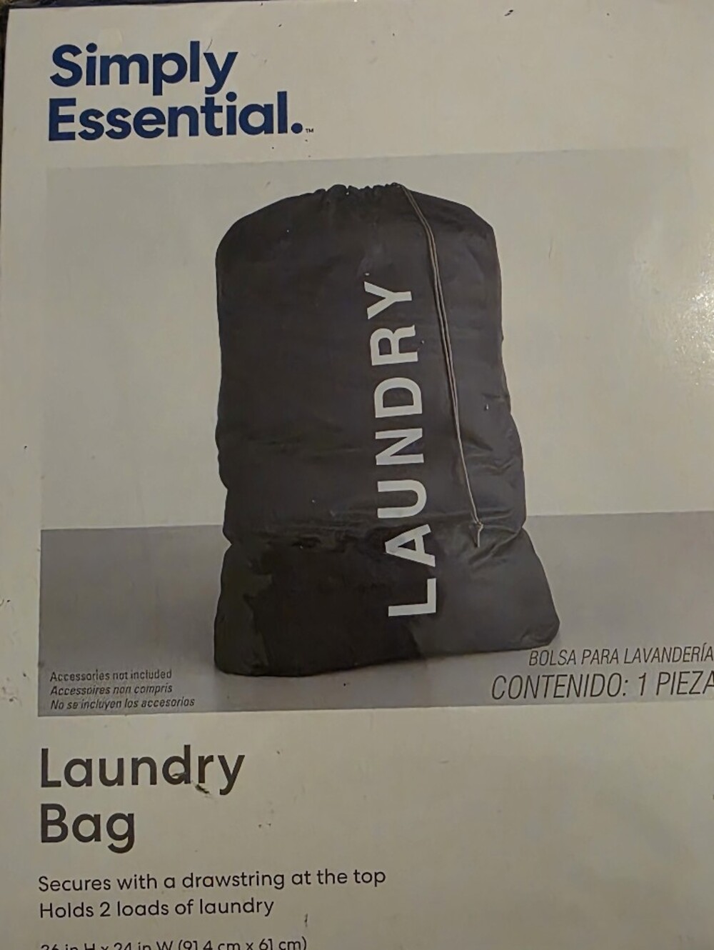 Essentials Black Laundry Bag with Bold White Print